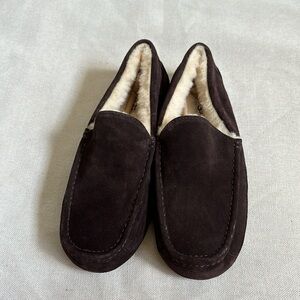 CLEARANCE ugg fur lined dark brown slipper moccasin FINAL PRICE